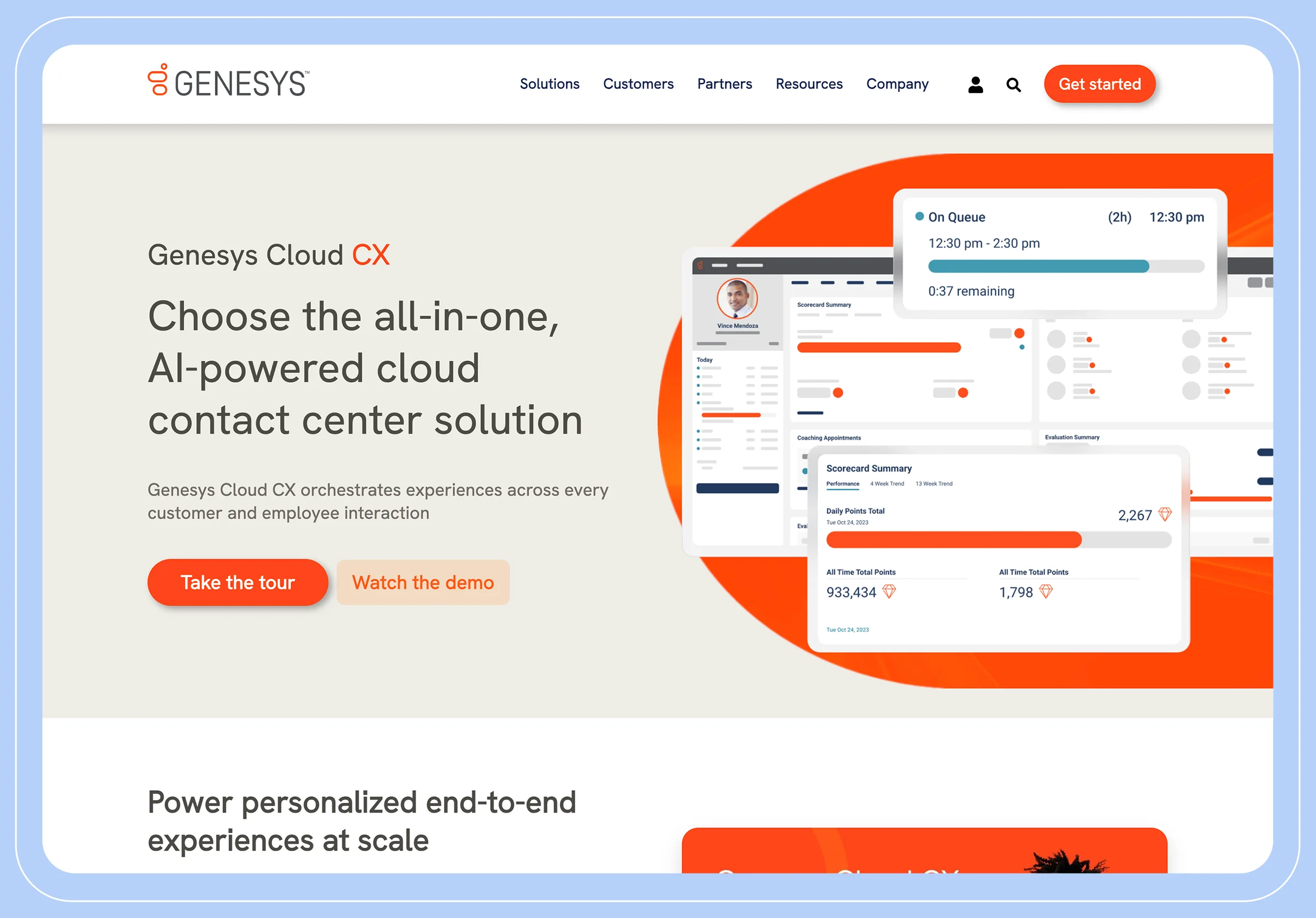 Screenshot depicting the Genesys Cloud website landing page