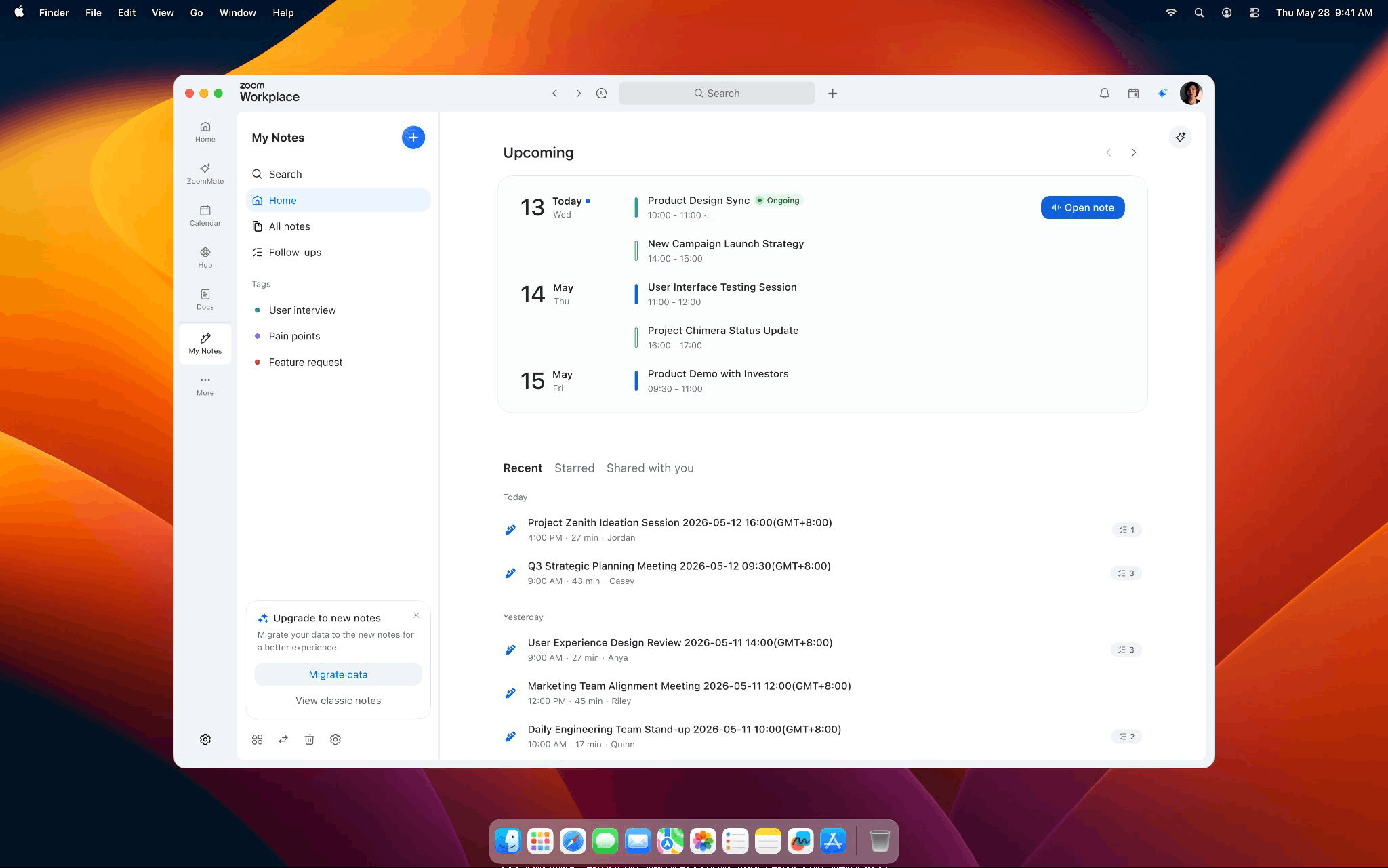 Enhanced My Notes Homepage