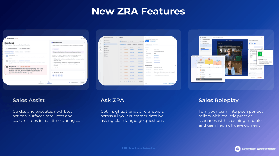 New ZRA Features: Ask Zoom Revenue Accelerator, Sales Assist, and Sales Roleplay