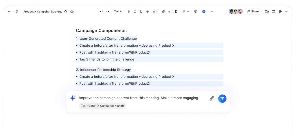 AIC compose with meeting transcripts