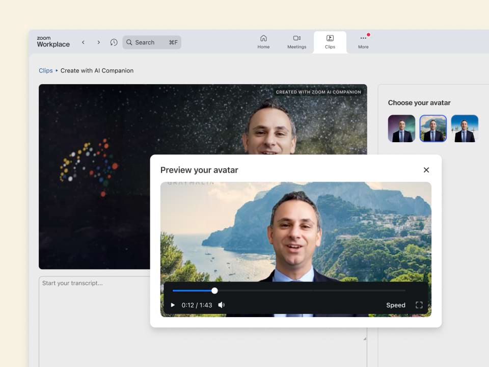 Zoom Clips Avatars with AI Companion