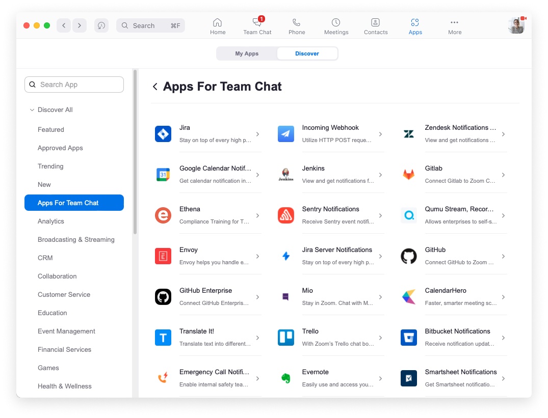 Stimulez la productivité avec les applications Salesforce, Jira, GitHub et ServiceNow pour Team Chat.