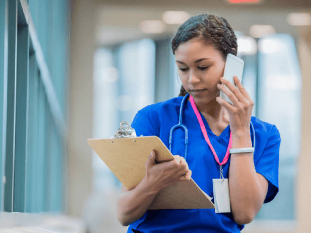 Doctor on cell phone