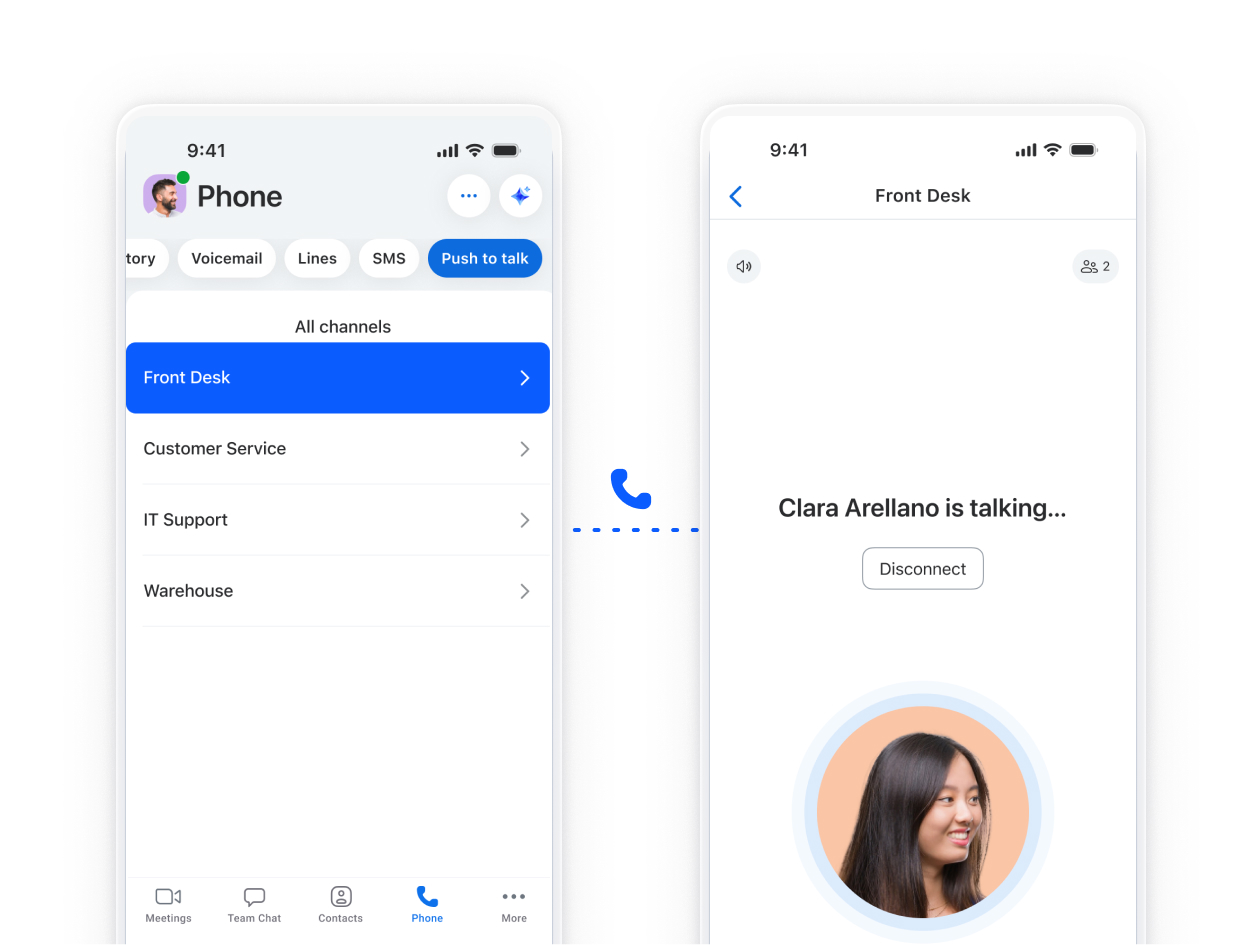 Communicate in real-time with Push to Talk