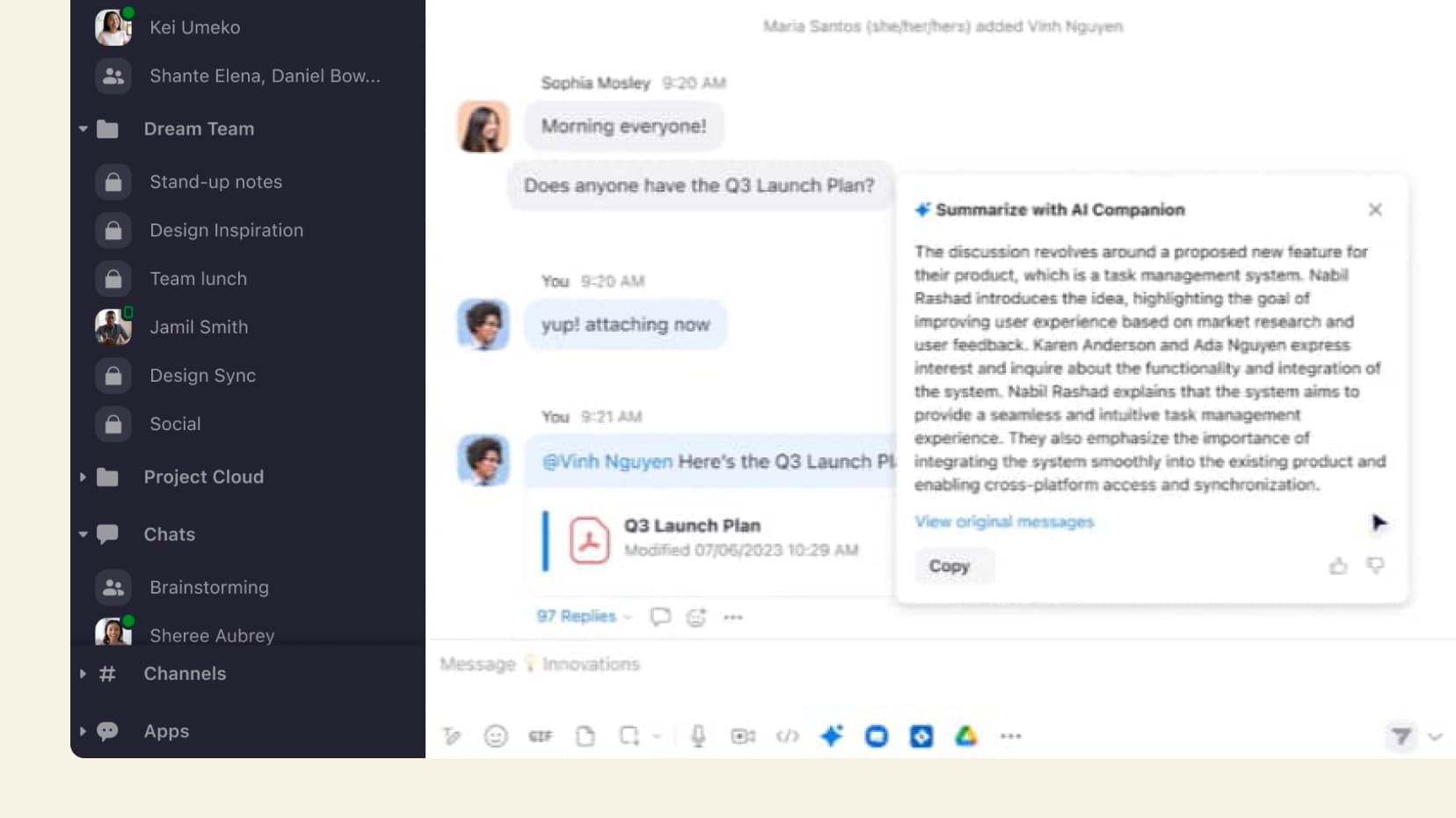 Obtenez une synthèse des fils de discussion