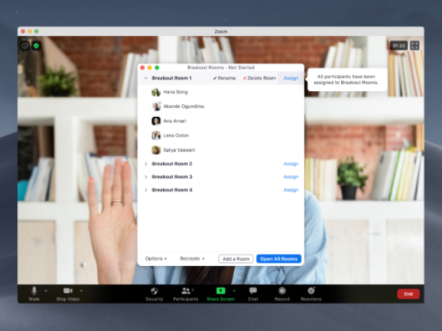 Zoom breakout room screen