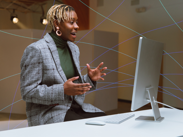 Women using computer