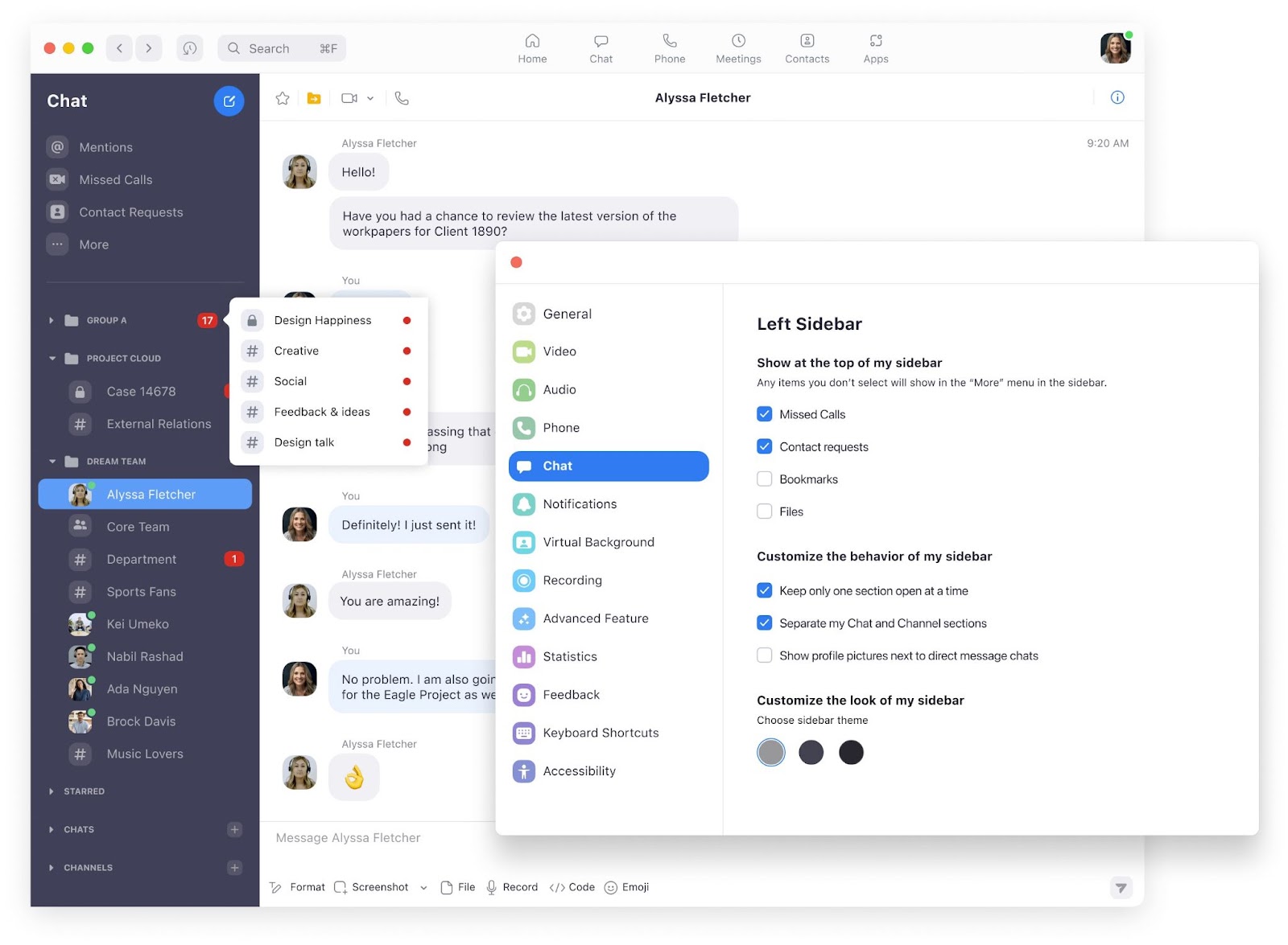 フォルダーの UI