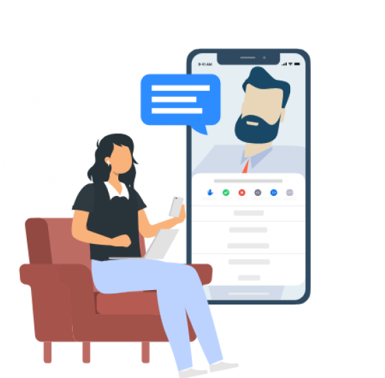 Figure sitting using phone