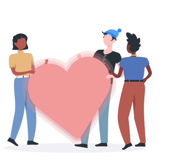 手持爱心的小组