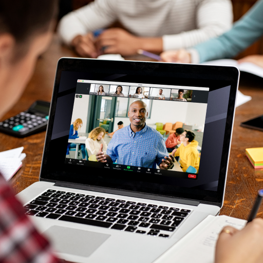 Teacher, teaching on Zoom video call