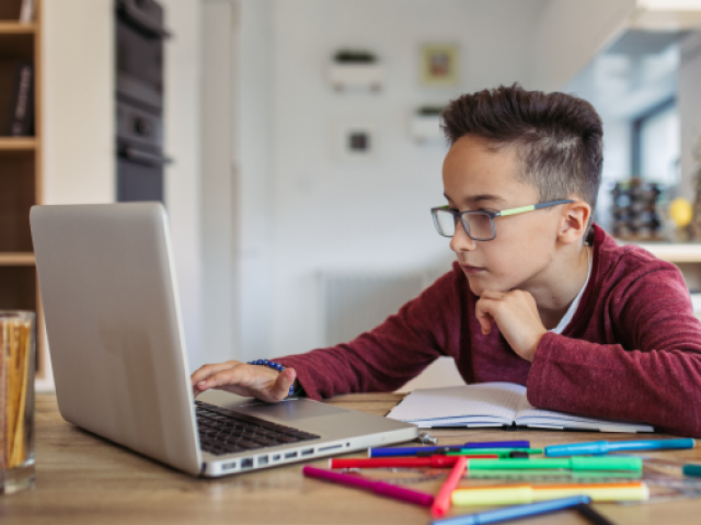 Child working on a computer