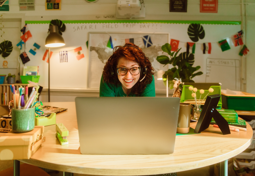 Woman teaching via Zoom