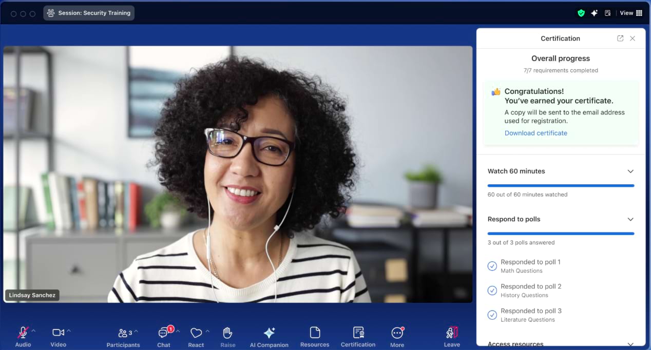 Learning Certificates for Webinars