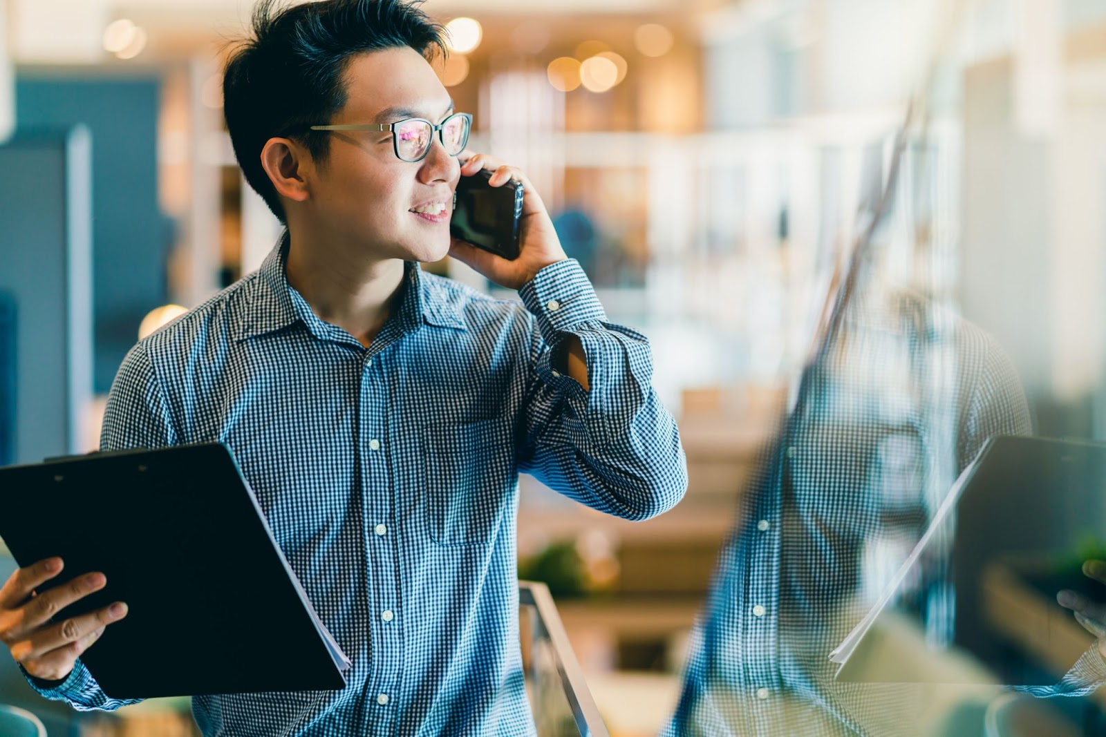 Man on business call