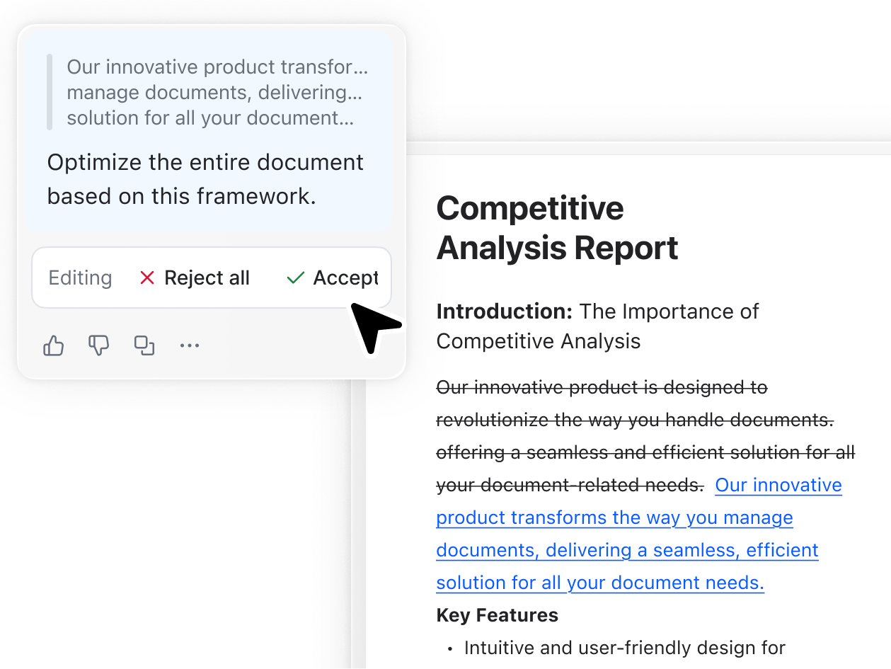 Refine content side-by-side with AI