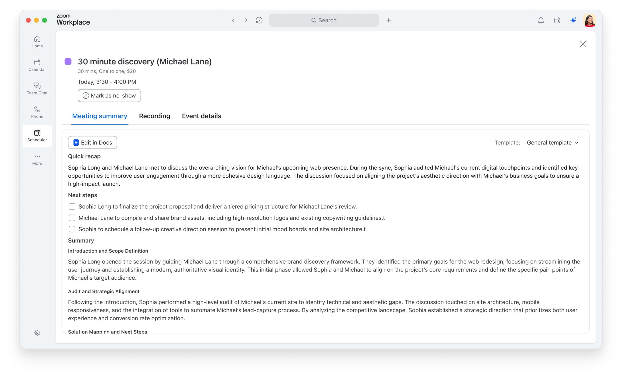 AI Companion Summaries in Scheduler