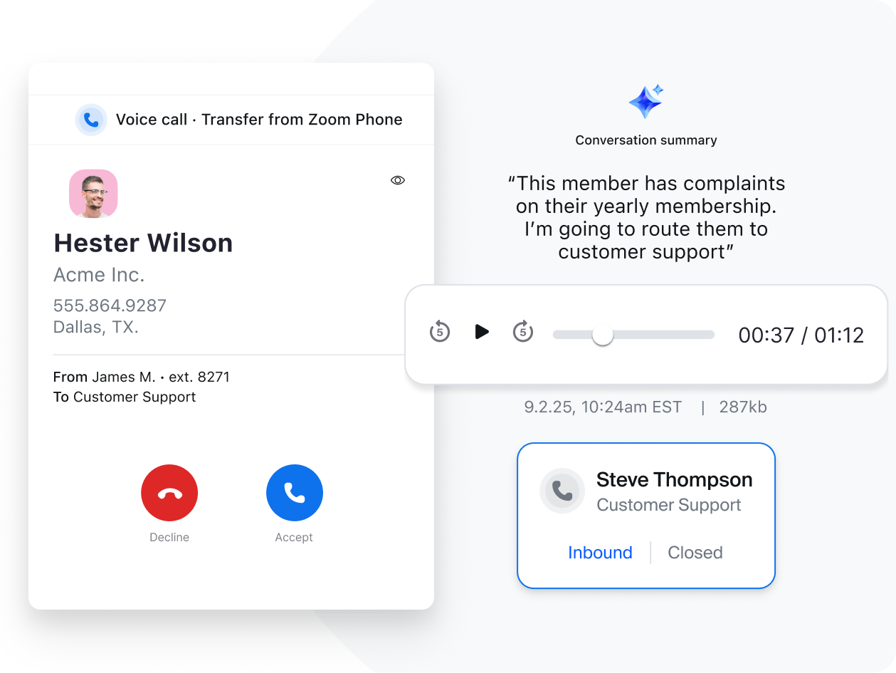 Seamless handoffs to Zoom Contact Center