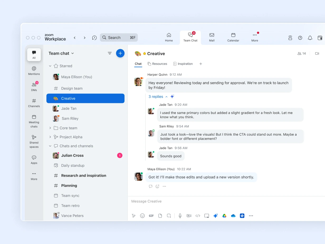 Instant messaging, included