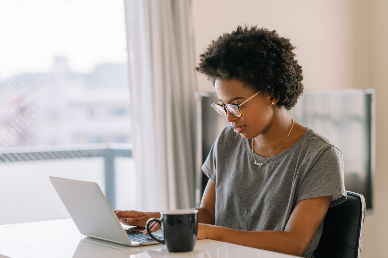 Woman collaborating online