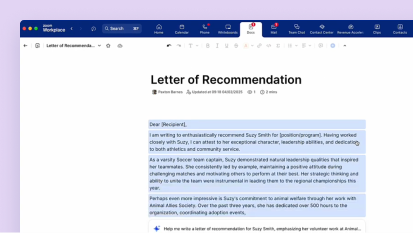 Writing a letter of recommendation 