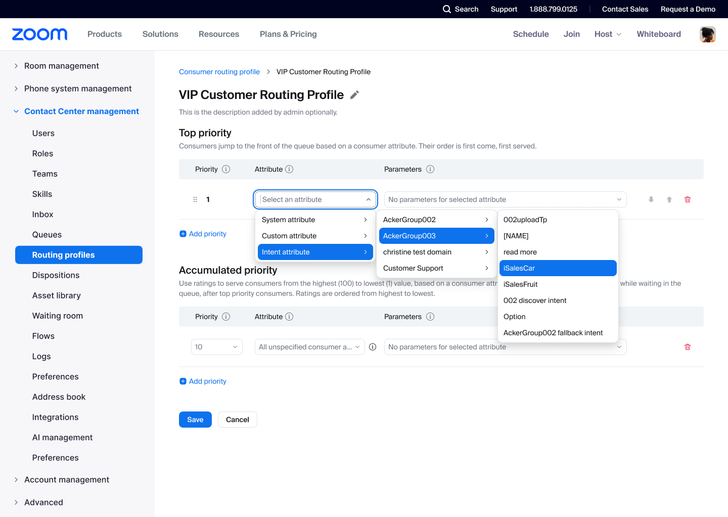 Zoom Contact Center AI intent routing