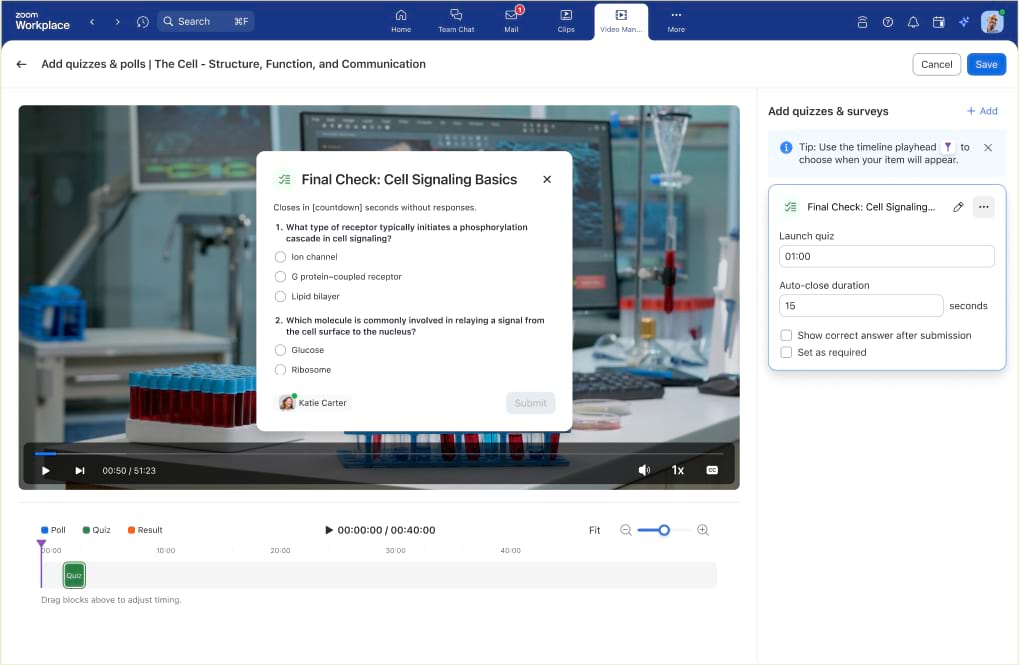 In-Video Quizzes and Polls