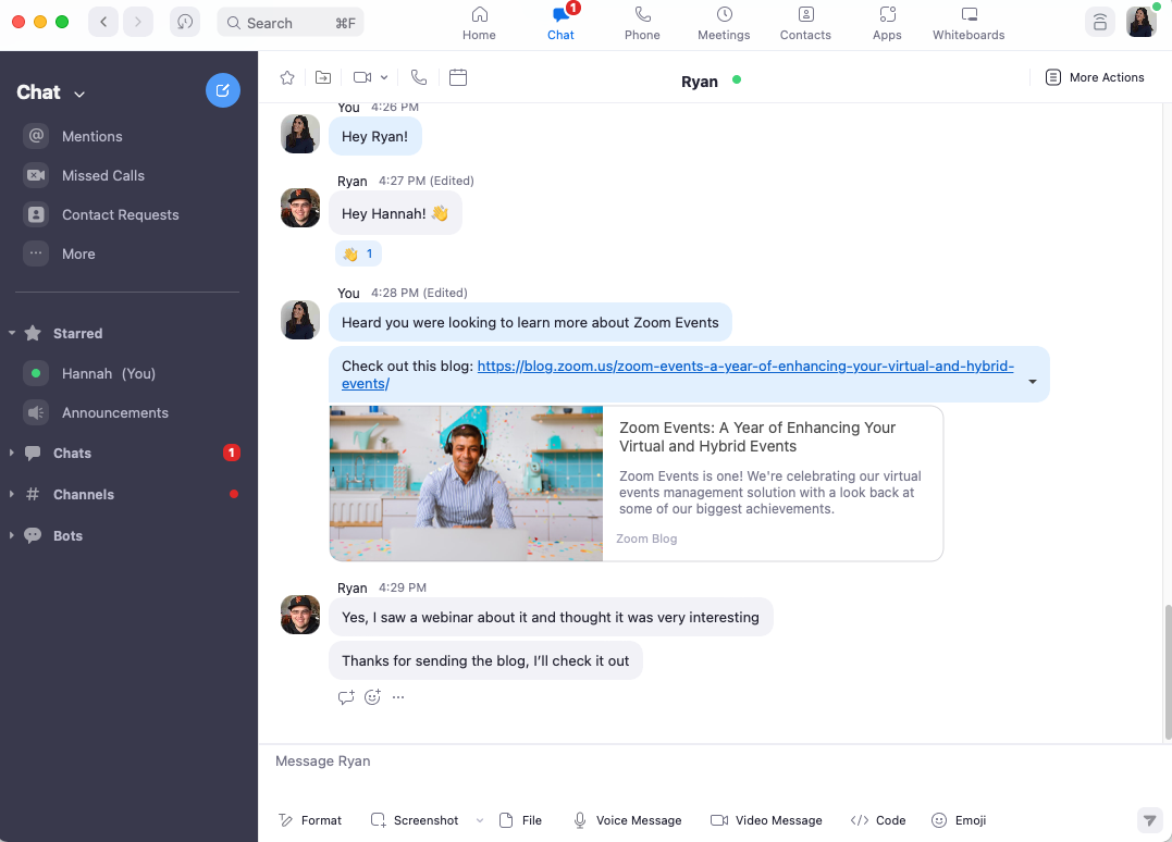 Zoom Team Chat