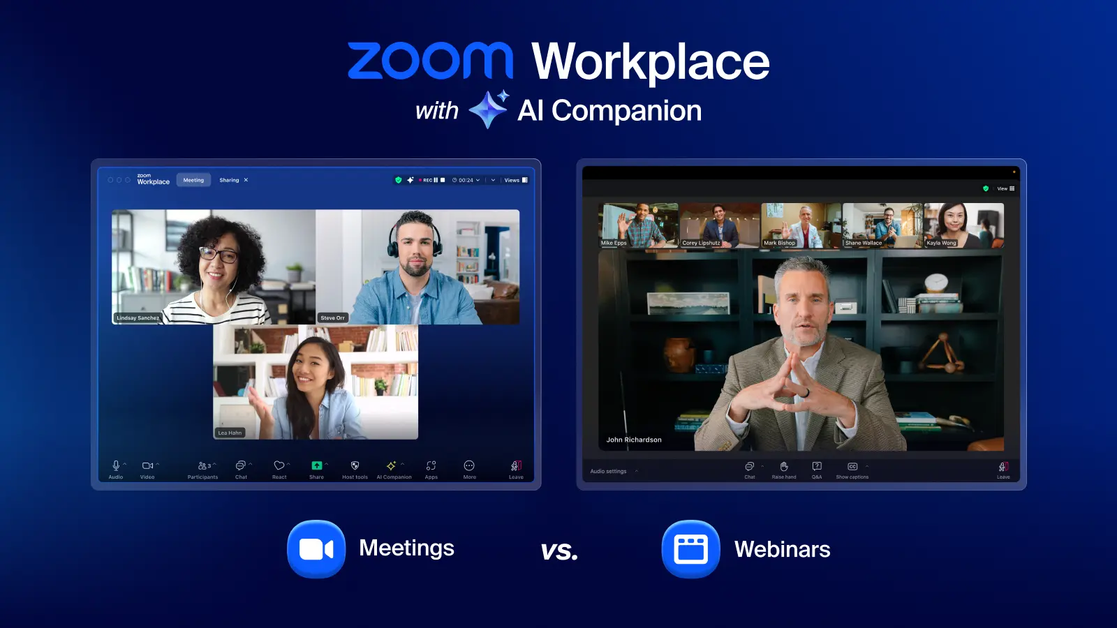 Zoom Meetings와 Zoom Webinars 비교