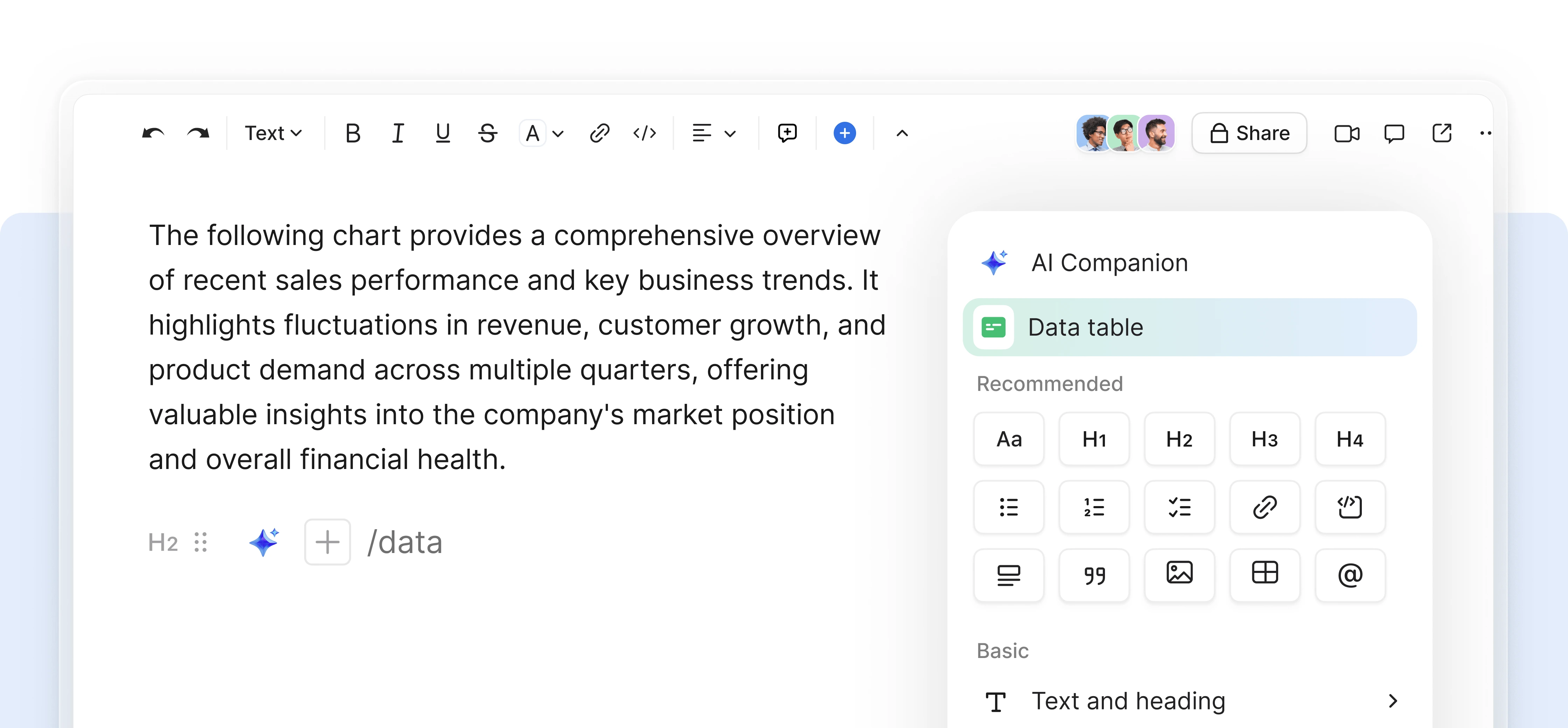 Access formatting menus instantly
