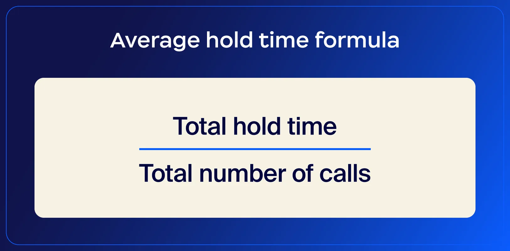 Formula showcasing how to calculate a call center’s average hold time