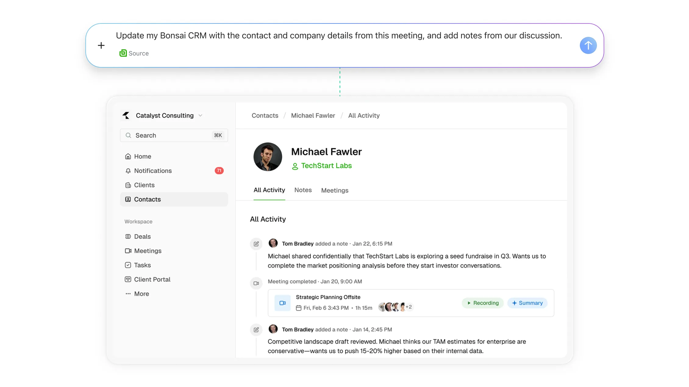 AI CRM sync