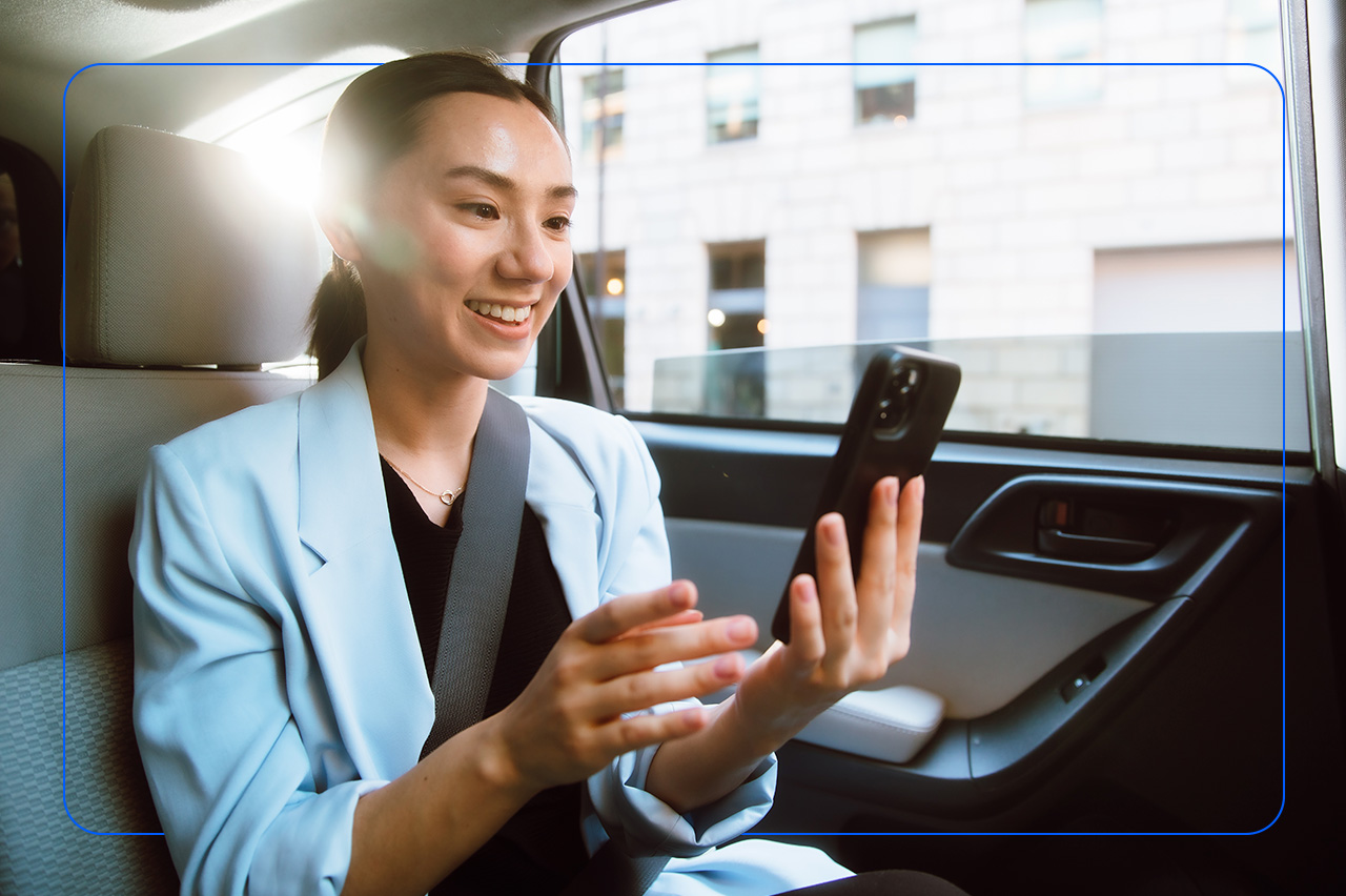 photo of a customer using AI self-service on their mobile phone