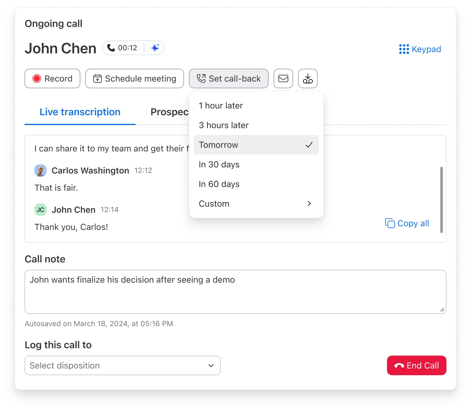 Scheduled Callbacks for Auto Dialer