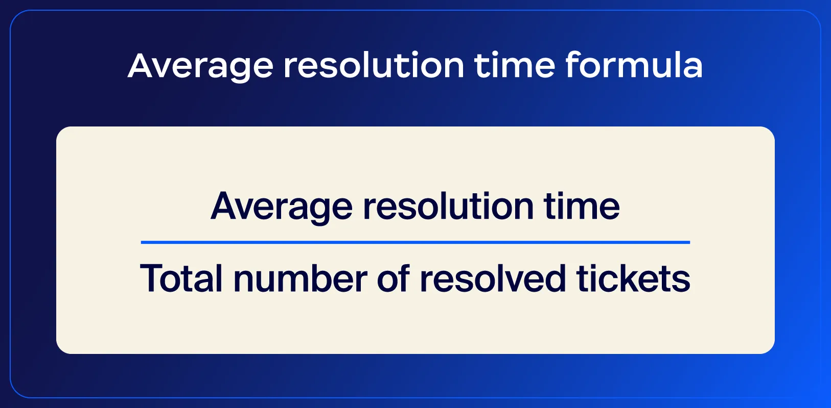 Formula showcasing how to calculate the average resolution time in a call center