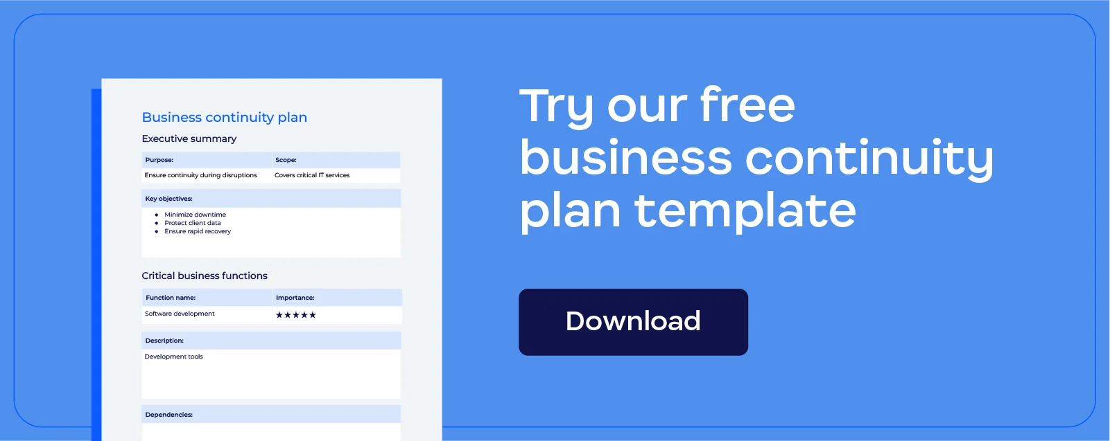 Business continuity plan example + free template