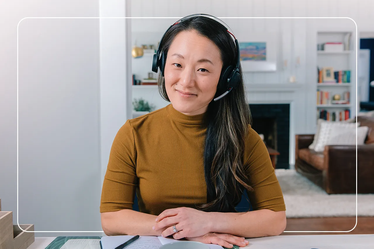 Call center agent helping a customer while working remotely