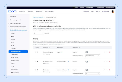 A screenshot of Zoom&rsquo;s call routing feature.