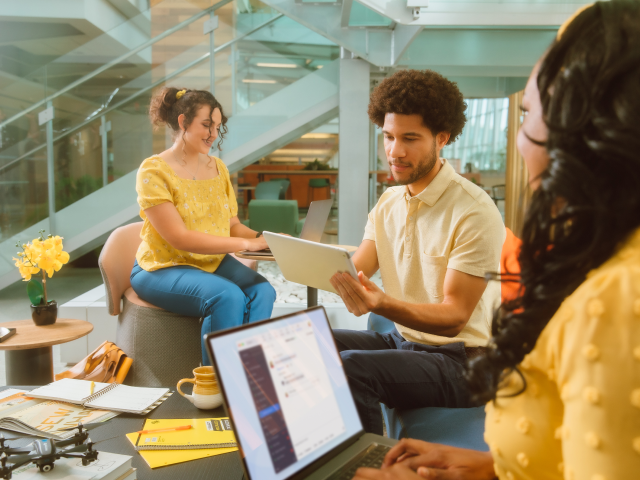 People working in an open office