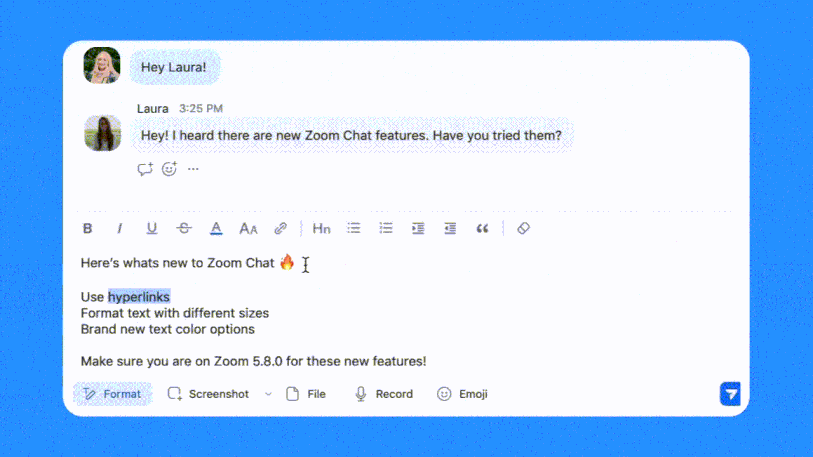 Zoom Chat Updates