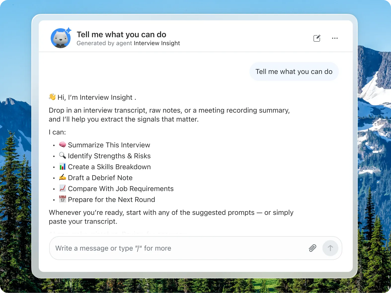 Chat with the agent directly