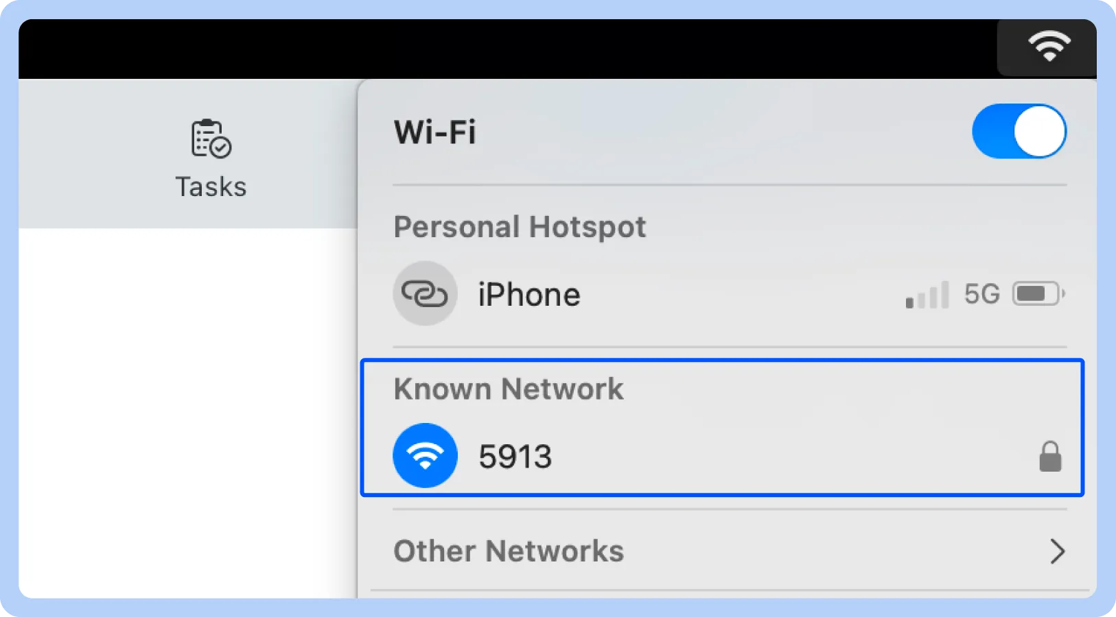 A screenshot displaying how to check internet connection.