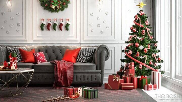 Image of Christmas tree in a house
