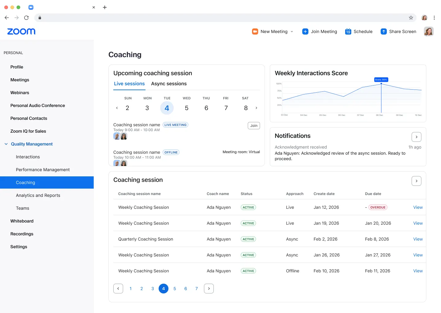 Coaching Sessions for Quality Management