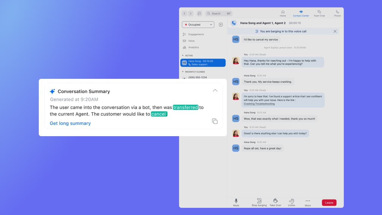 Résumé de la conversation