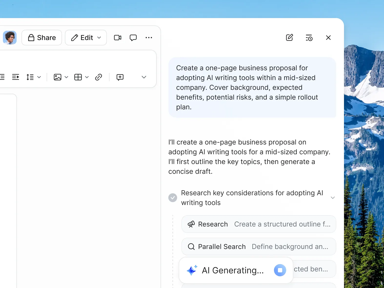 Create high-fidelity documents in moments