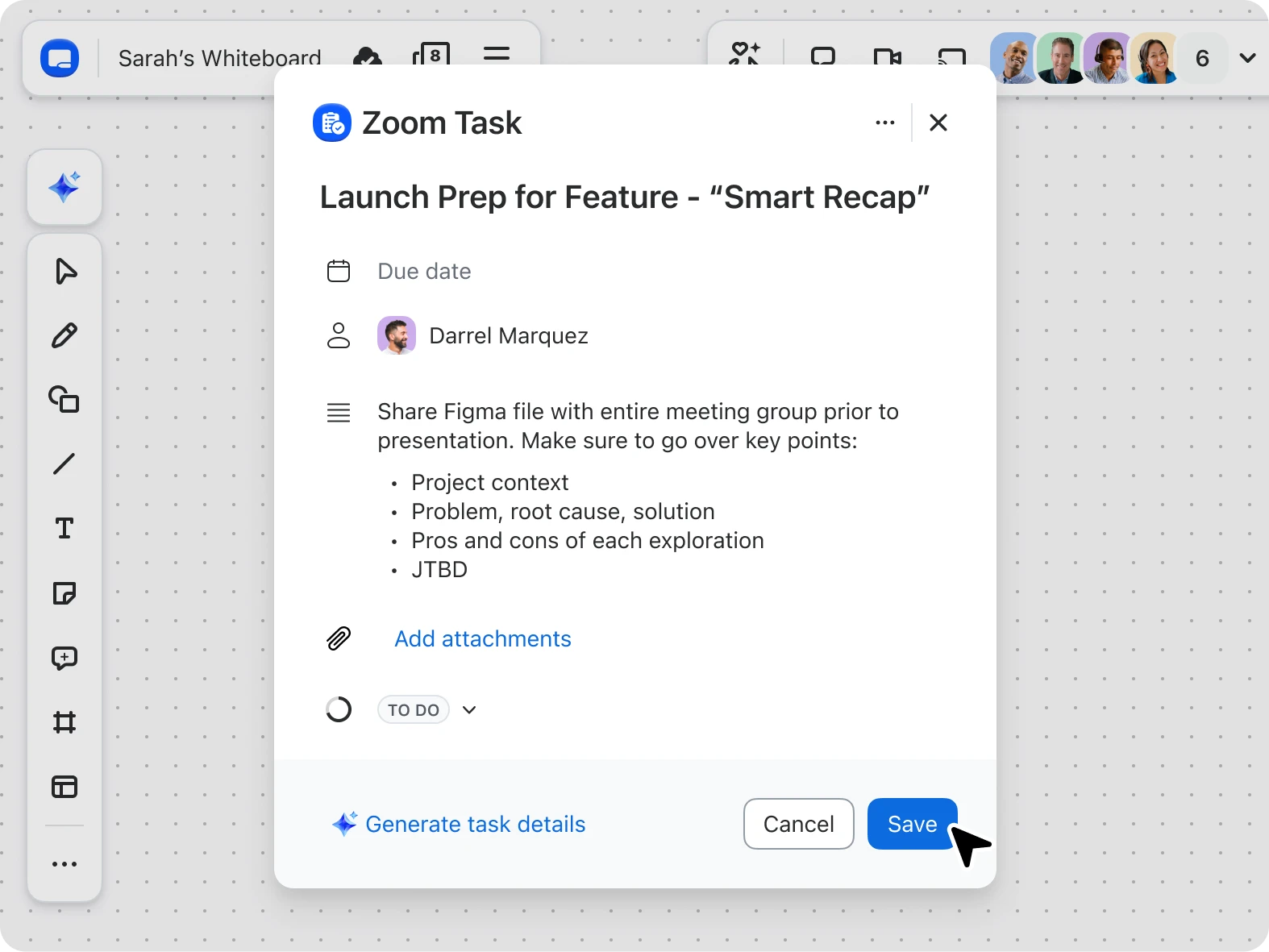 Create Zoom Tasks from Whiteboard