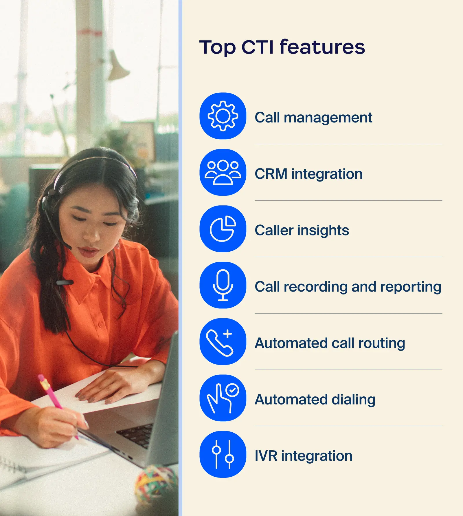 List of features associated with CTI systems