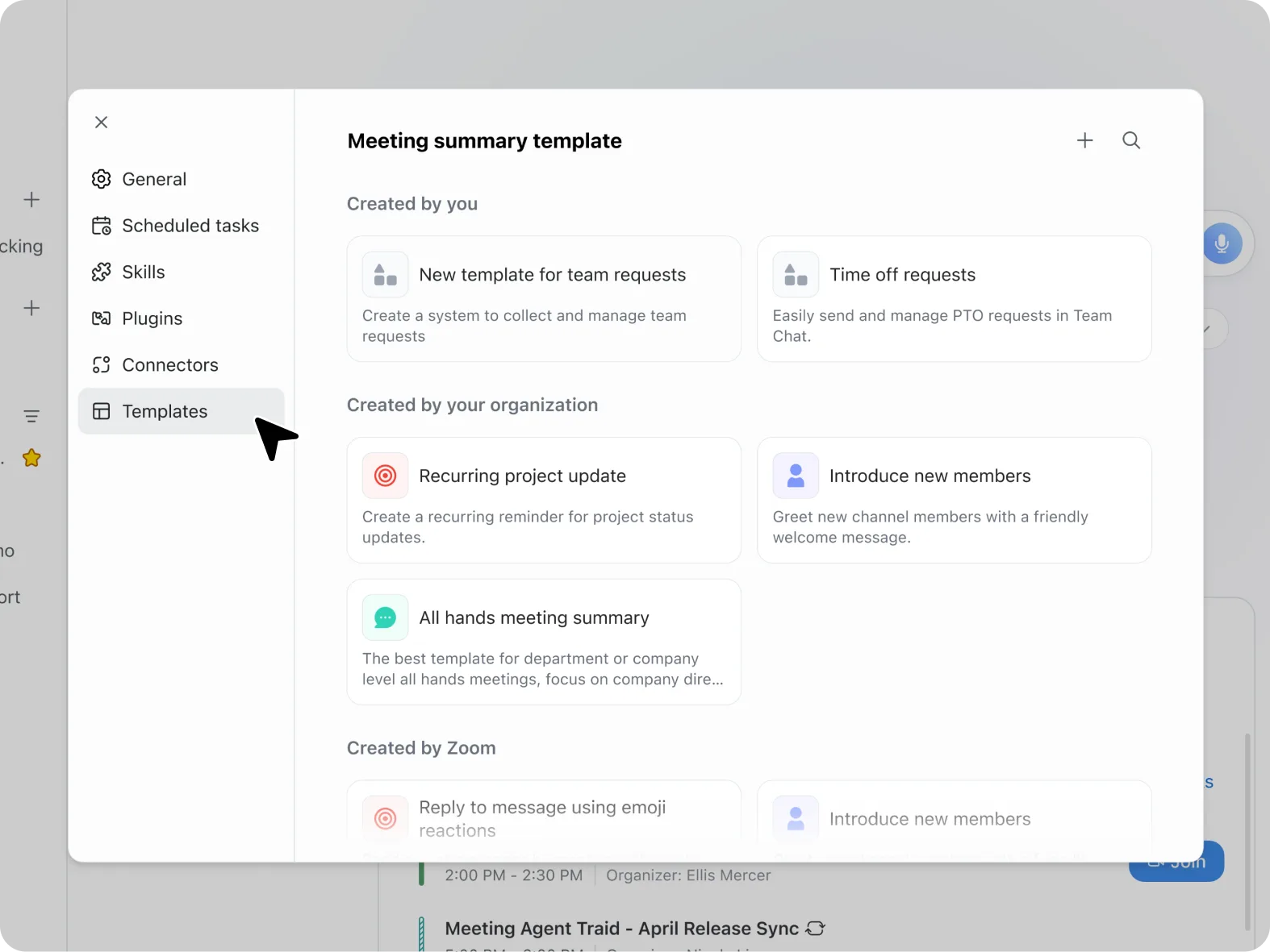 Customize your meeting notes