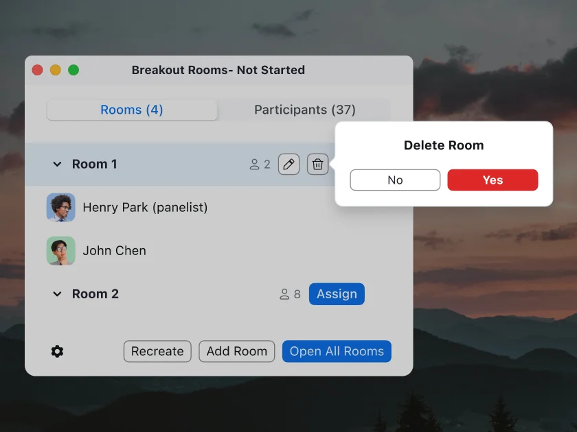 Deleting breakout rooms